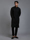 Vastramay Men's Black Cotton Blend Kurta and Pant Set